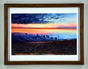 "Sunrise with Geese", Original Watercolour, Framed